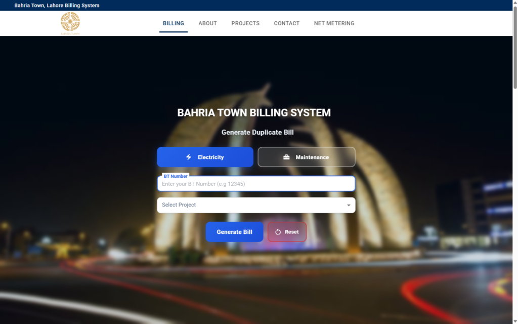Bahria Town E-Billing
