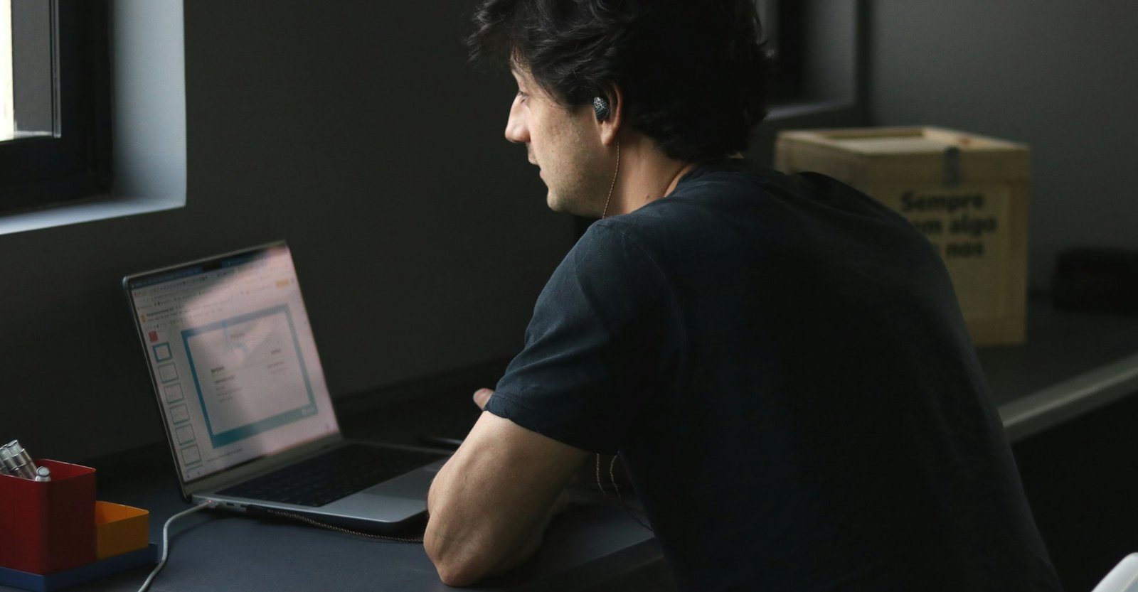 The studio at work