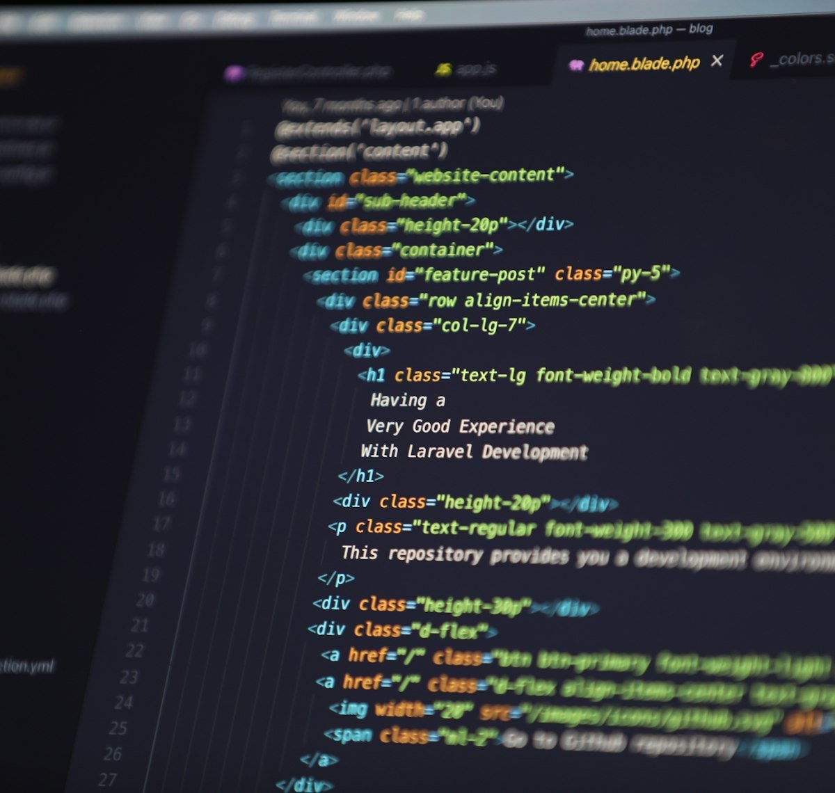 Web code on a computer screen