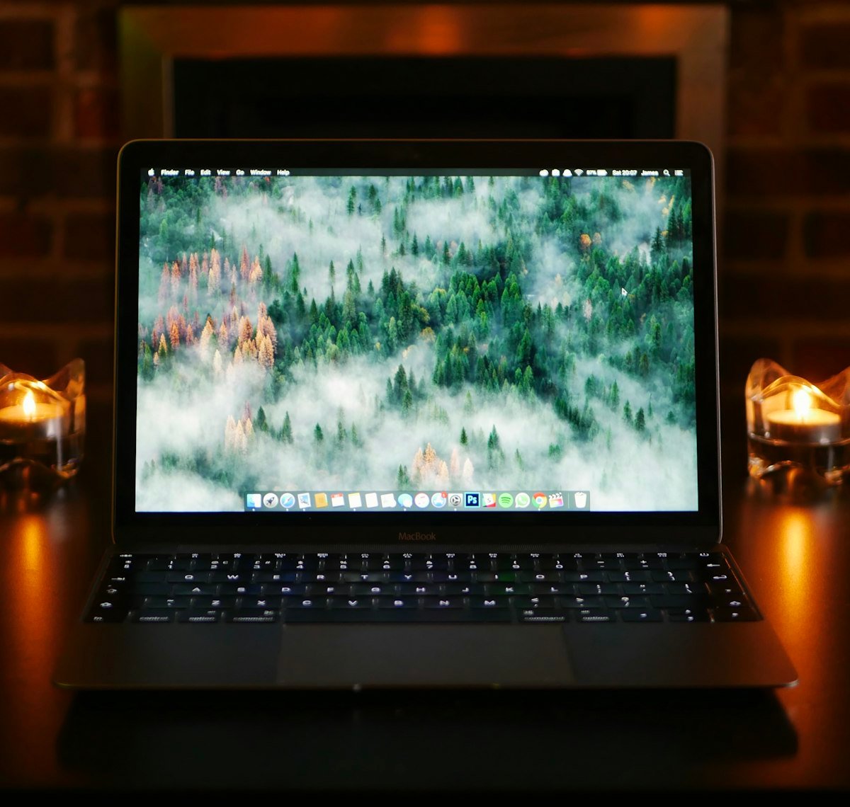 An open laptop on a desk